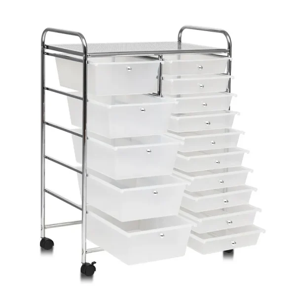 15 Drawers Rolling Storage Cart Organizer-Clear