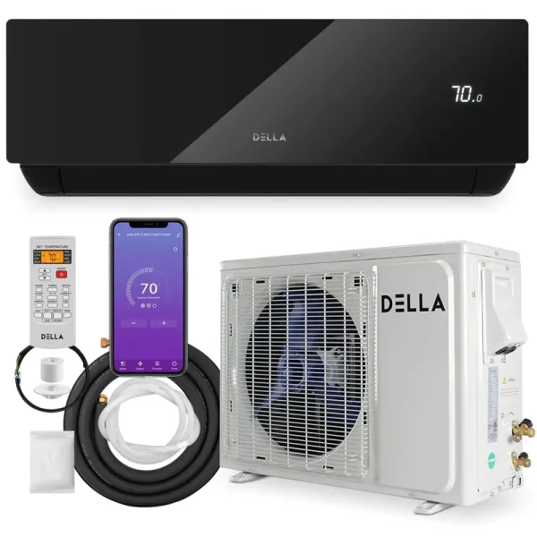 della 18000 BTU WiFi Enabled 19 SEER2 Cools Up to 650 Sqft 208-230V Energy Efficient Mini Split Air Conditioner Heater Ductless Inverter System, with