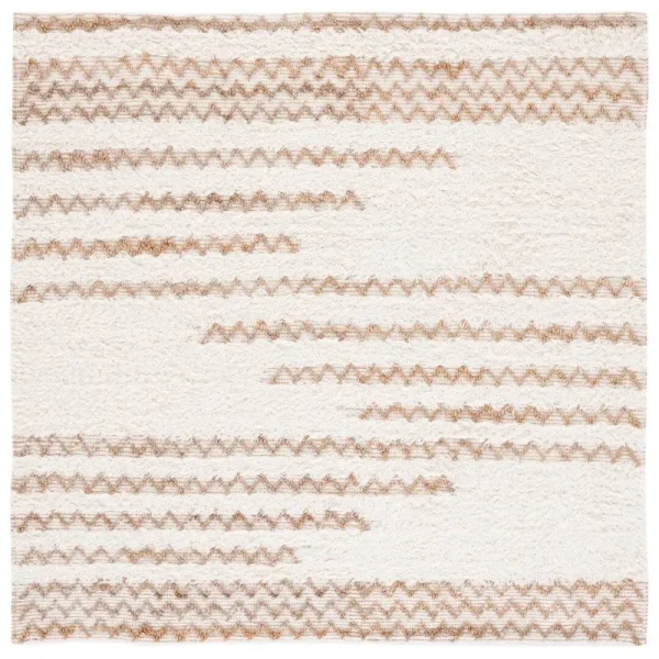 Kristina Chevron Handmade Flatweave Wool Area Rug in Ivory/Brown Steelside Rug Size: Square 4'