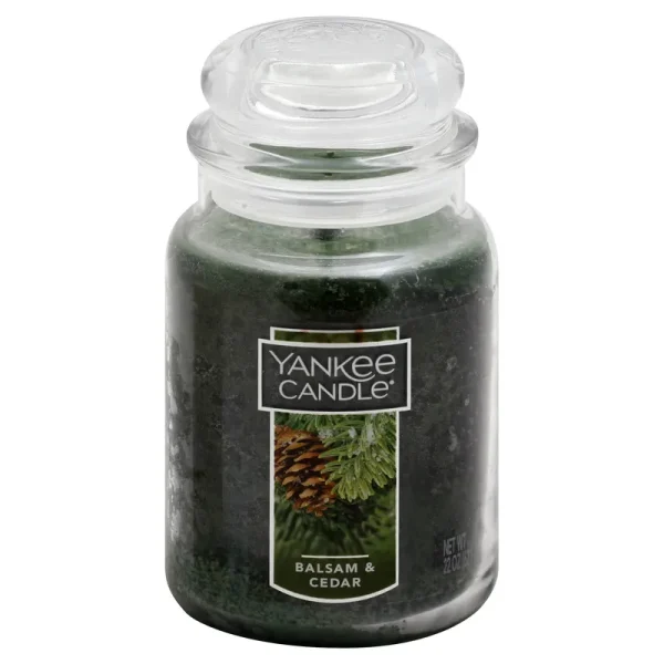 Yankee Candle Festive Fragrance Collection Jar Candle, Balsam & Cedar, 22 oz