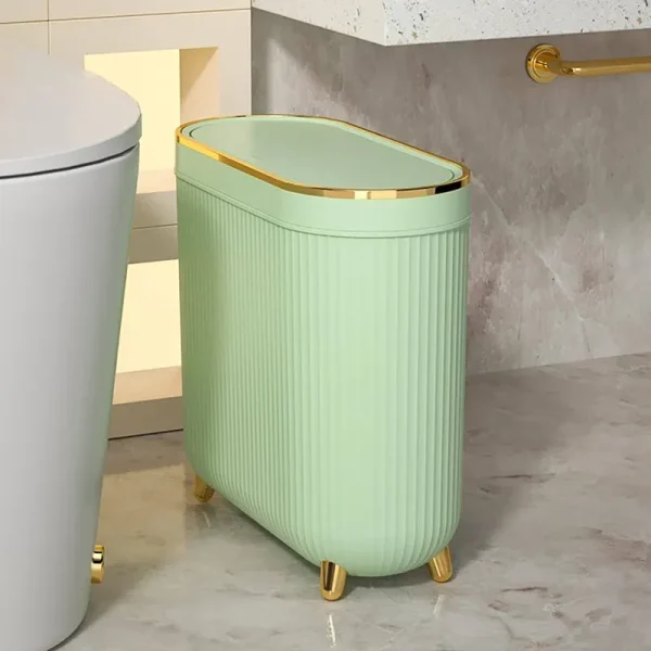 Aupekro Bathroom Trash Can with Lid, 3.1 Gallon/12 Liter Slim Rubbish Bin Wastebasket, Rectangular Plastic Narrow Garbage Container Bin for Living