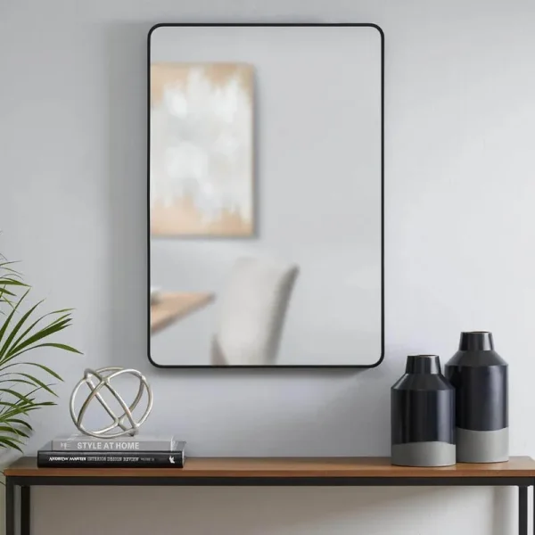 StyleWell AL-R2232B Medium Modern Rectangular Black Framed Mirror with Rounded Corners (22 in. W x 32 in. H)