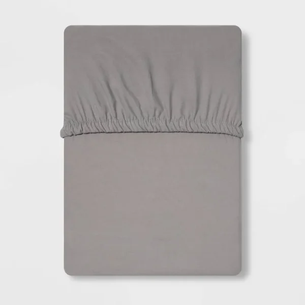 Full 300 Thread Count Ultra Soft Fitted Sheet Gray - Threshold