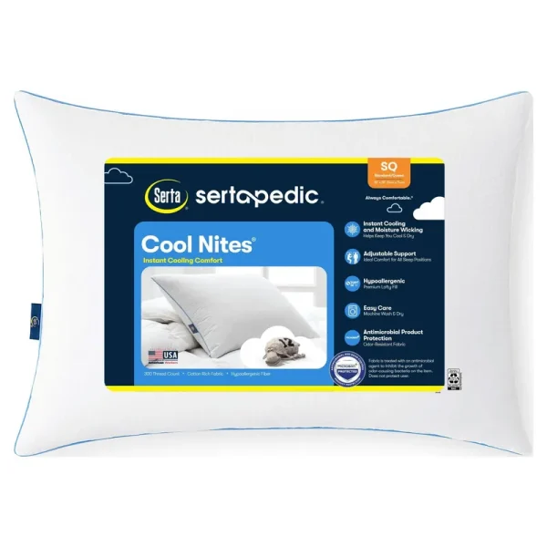 SertaPedic Cool Nites Pillow, White, Standard/Queen