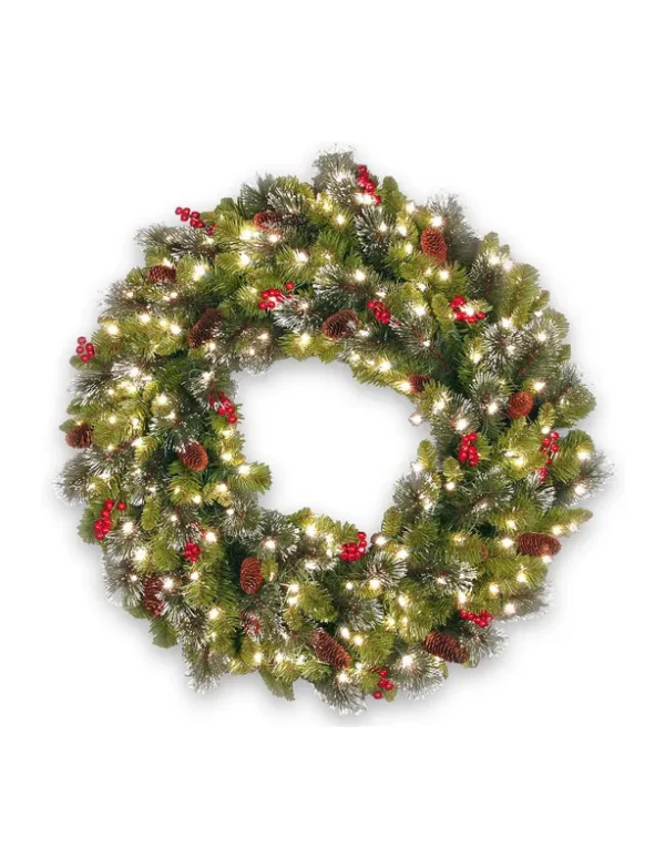 National Tree Crestwood Spruce Wreath with Clear Lights 36"