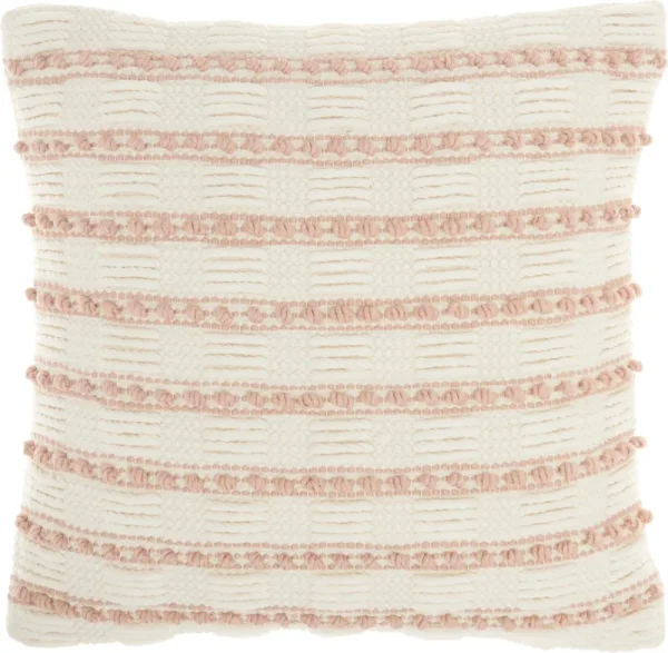 Mina Victory Life Styles Woven Lines and Dots Blush Throw Pillow Blush 18" x 18"