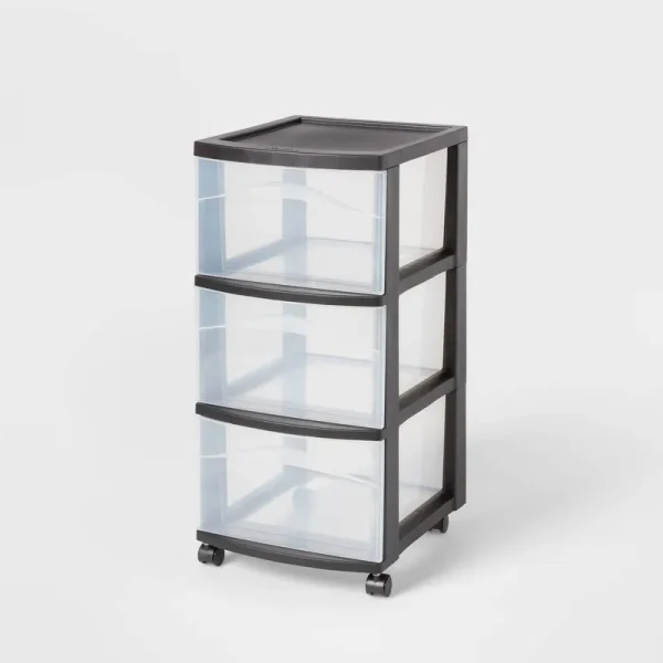 3 Drawer Medium Cart Black - Brightroom