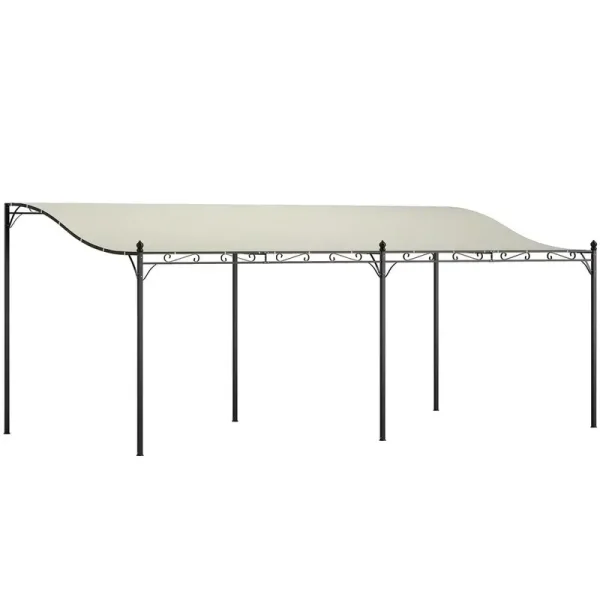 Topcobe 10' x 20' Wall - Mounted Outdoor Pergola Canopy, Metal Patio Canopy with Drainage Holes for Backyard Garden, Tents for Parties, Outdoor Canopy, Shade Canopy, Patio Canopy, Cream White