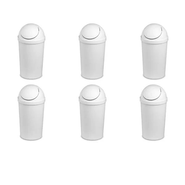 Sterilite 3 gal. White Round Swing Top Plastic Wastebasket (6-pack)