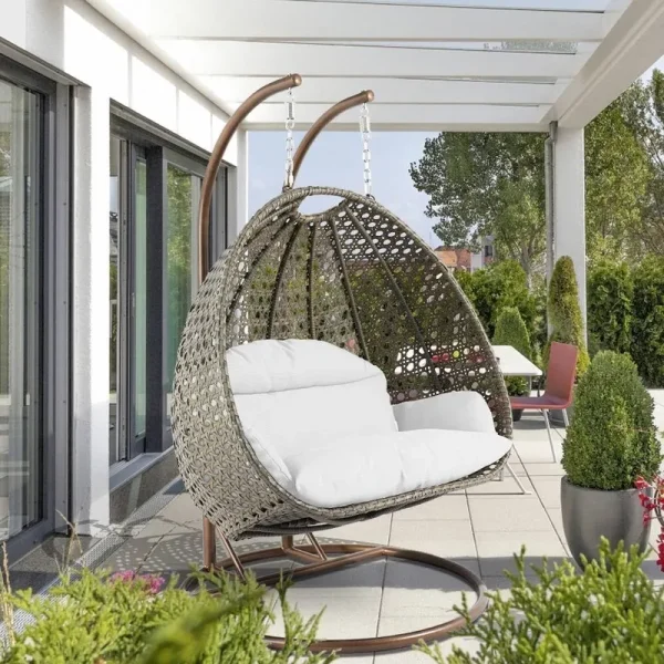 LeisureMod Hanging 2 Person Egg Swing Cushion White