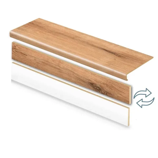 Fresh Oak 47 in. L x 12.15 in. W x 2.28 in. T Vinyl Stair Tread and Reversible Riser Kit Adhesive