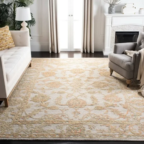 Swarey Hand-Tufted Wool Beige/Gold Area Rug Bungalow Rose Rug Size: Rectangle 4' x 6'