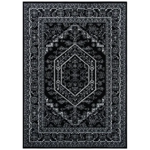 Lesbury Oriental Black/Ivory Area Rug Bungalow Rose Rug Size: Rectangle 9' x 12'