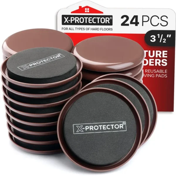 24 Pcs Furniture Sliders for Carpet by X-Protector