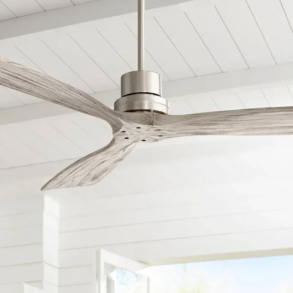 52" Casa Vieja Delta-Wing DC Modern 3 Blade Indoor Ceiling Fan with Remote Control Brushed Nickel Gray Wood Damp Rated for Patio Exterior