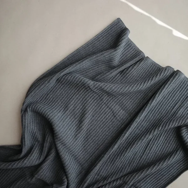 Mushie Knitted Baby Blanket Ribbed Dark Gray Melange