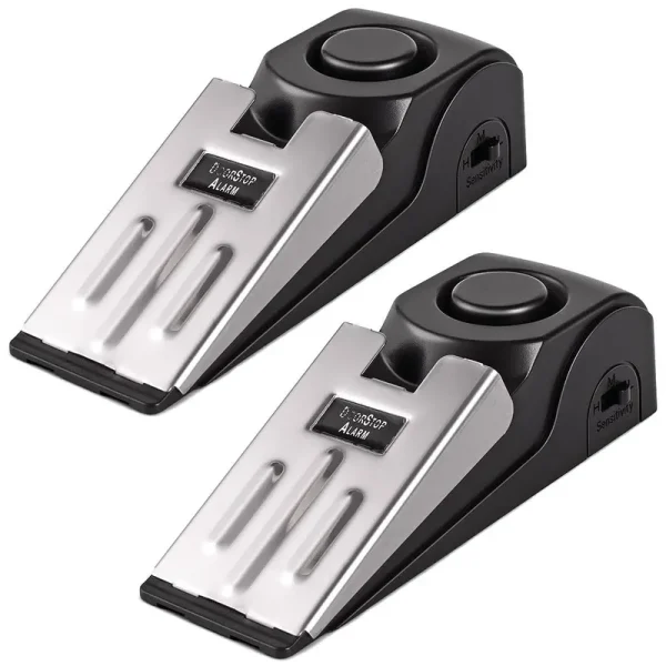 Door Stop Alarm, Door Stopper Security for Home Travel Apartment with 120dB Siren Portable Safety Tool 2 Pack