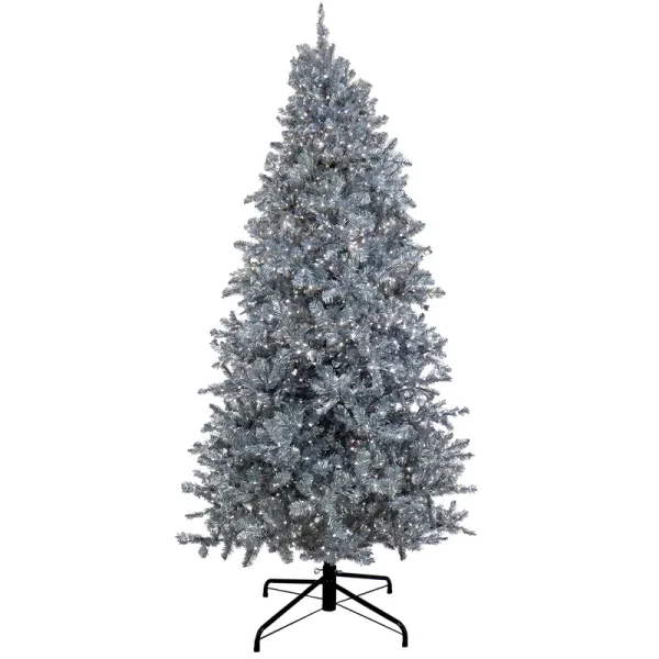 National Tree Company 9 ft. Pre-Lit Christmas Matte Silver Metallic Tree