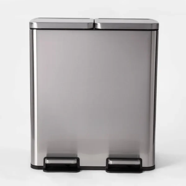 60L Stainless Steel Step Trash and Recycle Can - Made by Design