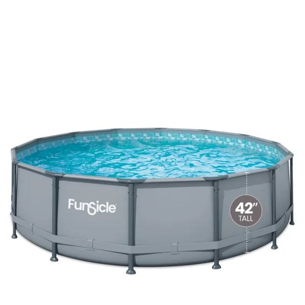 Funsicle 14 ft Oasis Round Above Ground Metal Frame Swimming Pool, Includes SkimmerPlus Pump, Age 6 & Up, Size: One size, Gray