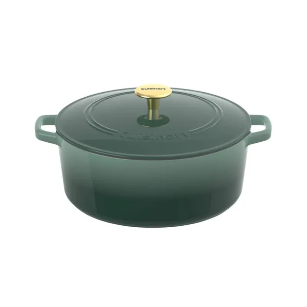 Cuisinart Chef's Classic Enameled Cast Iron 7-Quart Round Covered Casserole, Seafoam Green