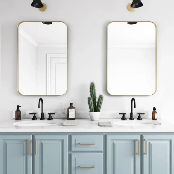 Weeksville Modern & Contemporary Bathroom / Vanity Mirror Orren Ellis Finish: Gold, Size: 40" x 30"
