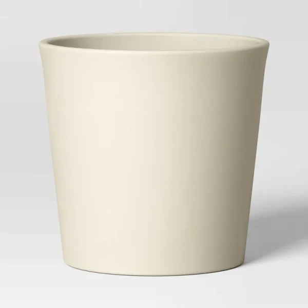 Aesthetic Plastic Indoor Outdoor Planter Pot Sour Cream 12.7"x12.7" - Threshold