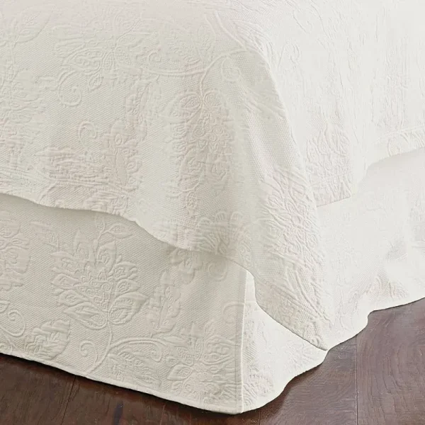 Cotton Matelass 14 in. Drop Bed Skirt - Ivory, Size King