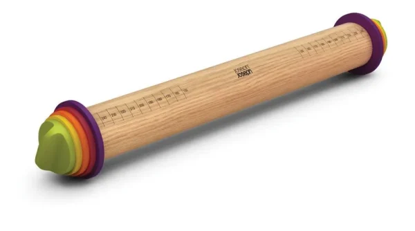20085 Adjustable Rolling Pin with Removable Rings, Multicolored