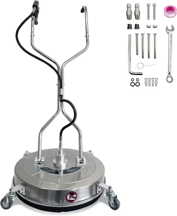 Garvee 24" Pressure Washer Surface Cleaner with Dual Handles - Stainless Steel, 4 - Wheel Design for Driveways, Sidewalks, Curbs, Decks, & Patios - 4900 PSI, High - Efficiency Cleaning Accessory