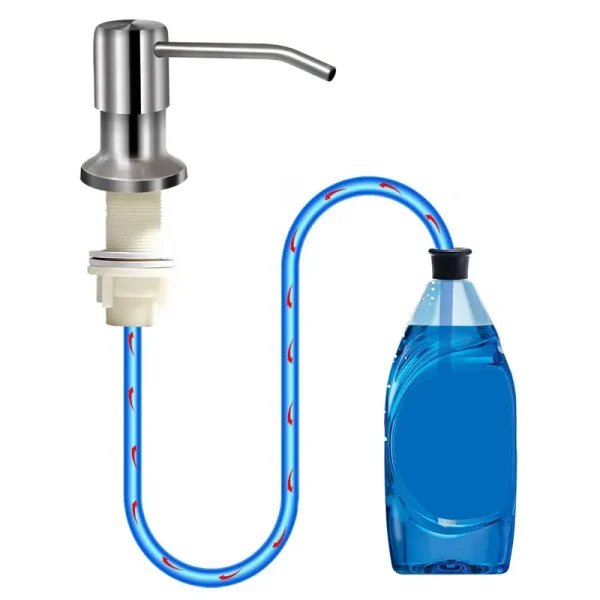 izolor Soap Dispenser for Kitchen Sink, Brushed Nickel Countertop Soap Dispenser Pump, 47" Silicone Extension Tube Connect to The Soap Bottle Directly