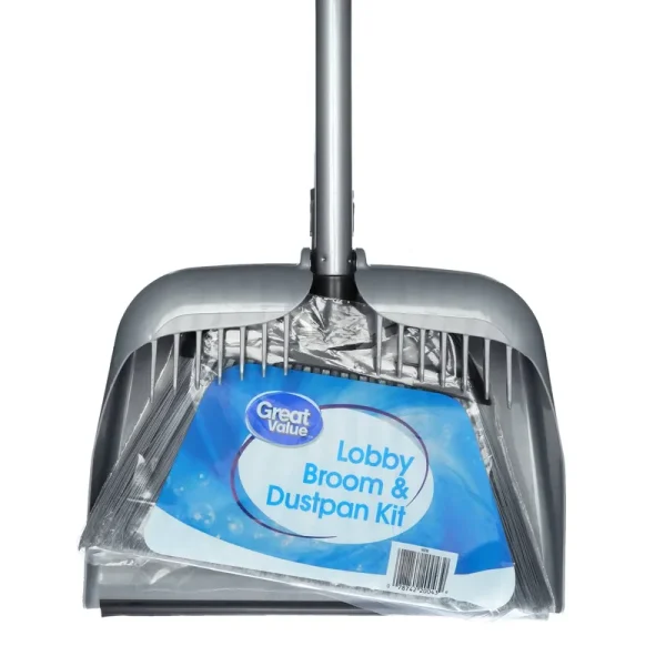 Great Value Lobby Broom & Dustpan Kit - Blue