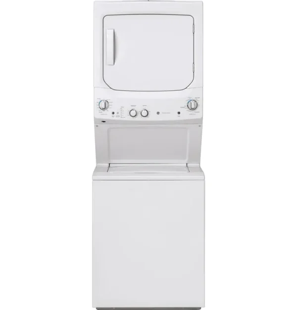 GE Unitized Spacemaker 3.8 Cu. ft. Capacity Washer with Stainless Steel Basket and 5.9 Cu. ft. Capacity Gas Dryer