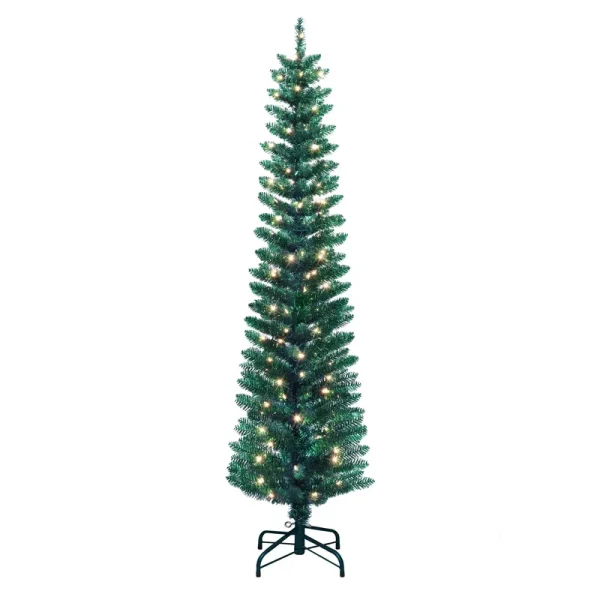 Puleo 6' Pre-Lit Tinsel Artificial Tree - Green