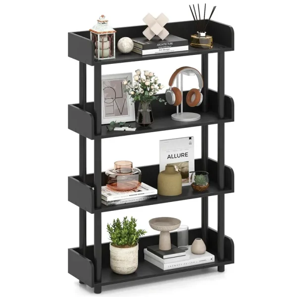 Tangkula 4-Tier Bookshelf Freestanding Bookcase with Anti-Tipping Kit