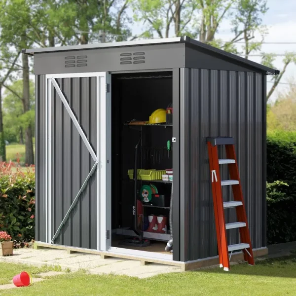 YITAHOME Outdoor Storage Shed 5x3ft, Heavy Duty Metal Tool Sheds Storage House with Single Lockable Door & Air Vent for Garden, Patio, Lawn to Store