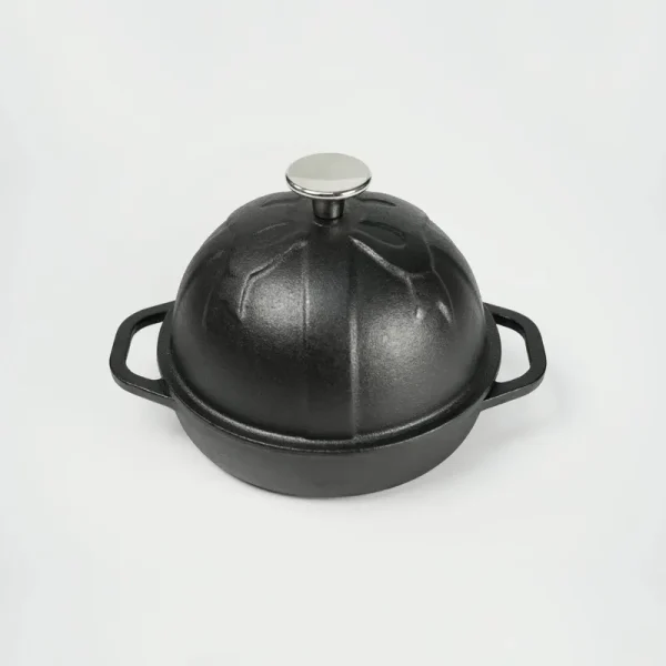 HAWOK Cast Iron Bread Cloche, Dia.6.3inch/16cm, Sourdough Baking Pan Pre-Seasoned Black