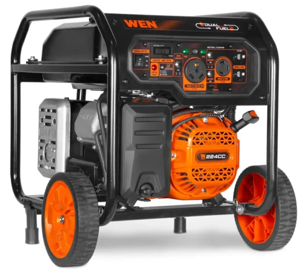 WEN 5, 600 - Watt Dual Fuel Portable Generator with Wheel Kit, Electric Start, and CO Watchdog (DF5600X)