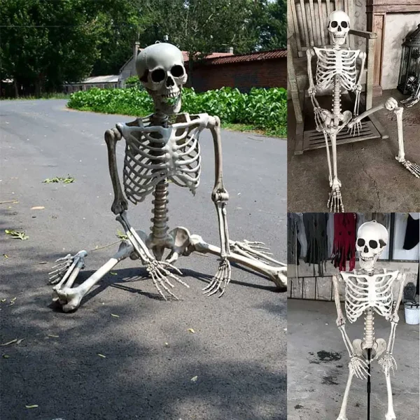 Halloween Skeleton Life Size Full Body Posable Joints Skeletons Skull Hand Body Anatomy Model Decor Skeleton Decorations for Halloween Party Haunted