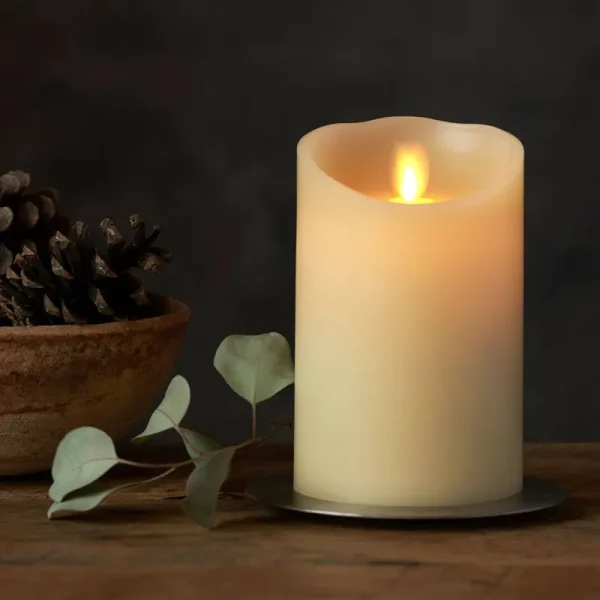 Luminara Real-Flame Effect Pillar Candle in Ivory - 5 in