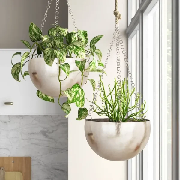 Engelman 2 - Piece Iron Hanging Planter Set Orren Ellis Color: Nickel