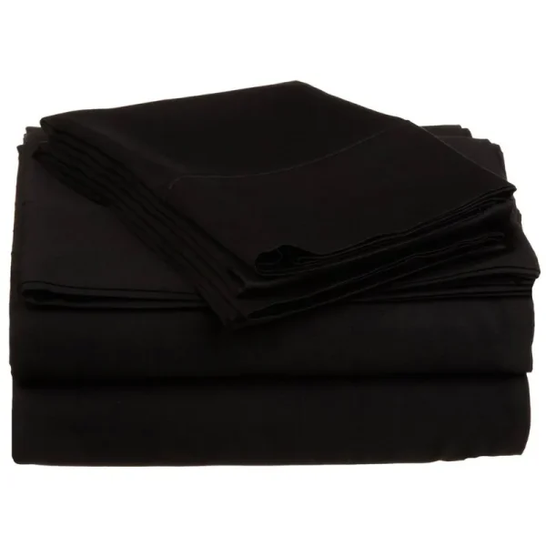 Superior Egyptian Cotton 300 Thread Count Solid Deep Pocket Sheet Set (California King - Black)