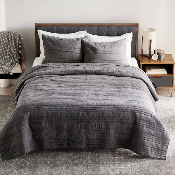 Sonoma Goods for Life Solid Gauze Quilt or Sham - Dark Gray - King