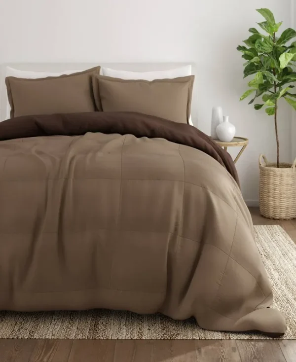 King Down Alternative Reversible Comforter Set - Taupe
