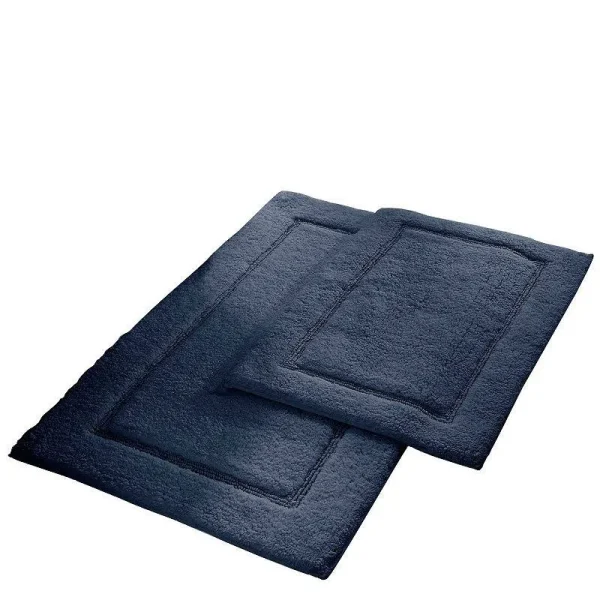 2-Pack Solid Loop with Non-Slip Backing Bath Mat Set Navy