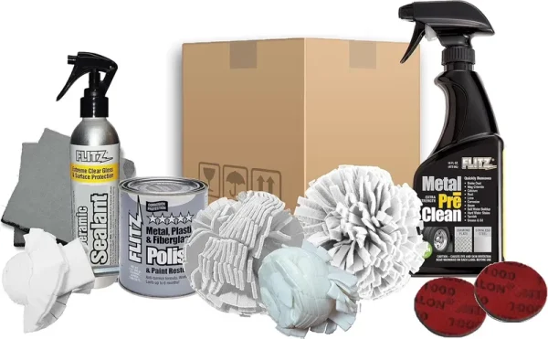 Flitz PDK 25502 Metal Polishing Kit and Car Cleaning Kit Exterior, Detailers Choice Bucket