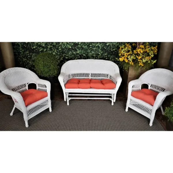 Bay Isle Home Solid 3 Piece Outdoor Loveseat/Chair Cushion Set
