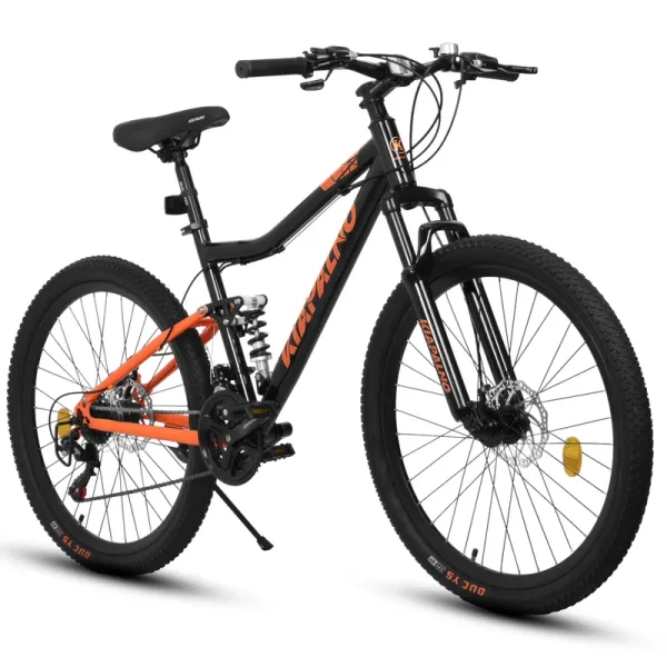 26 - Inch Steel Frame Mountain Bike with Shock - Absorbing Fork | 21 - Speed Unisex Off - Road Bicycle | Black&Orange