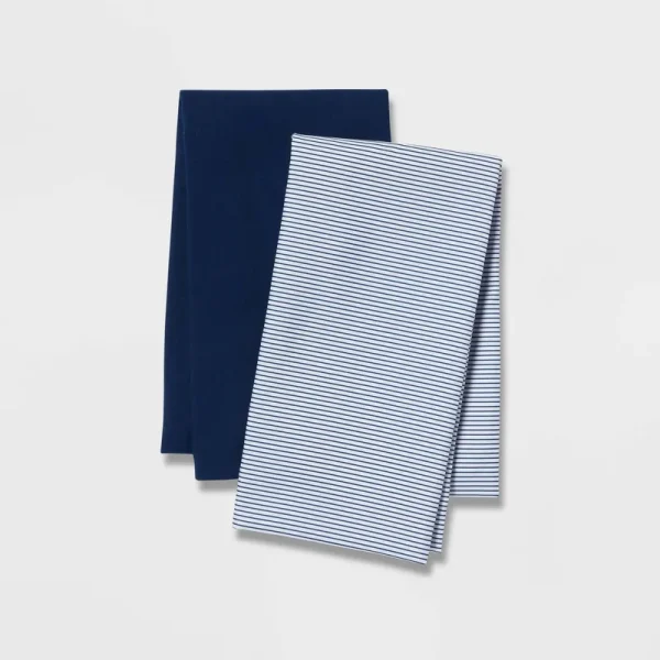 2pk Body Pillow Cover Navy/Navy Stripe - Room Essentials