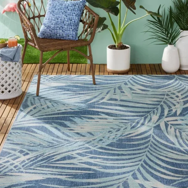 Tommy Bahama Malibu Palm Springs Navy Blue/Aqua 8 ft. x 10 ft. Indoor/Outdoor Area Rug
